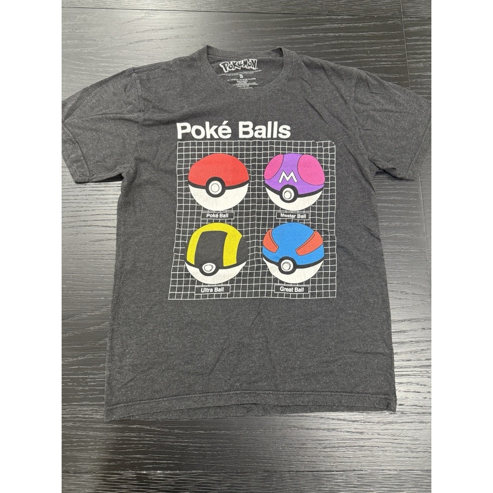 NINTENDO POKEMON  POKEBALLS T-Shirt SMALL‎ NEW GRAY